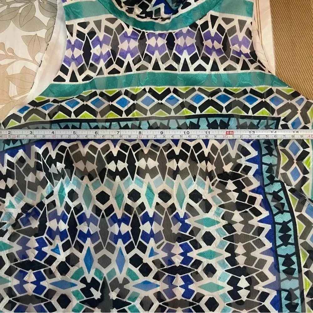 Women’s Sleeveless Dress MIDI Geometric Pattern Size M Flare - Picture 7 of 7